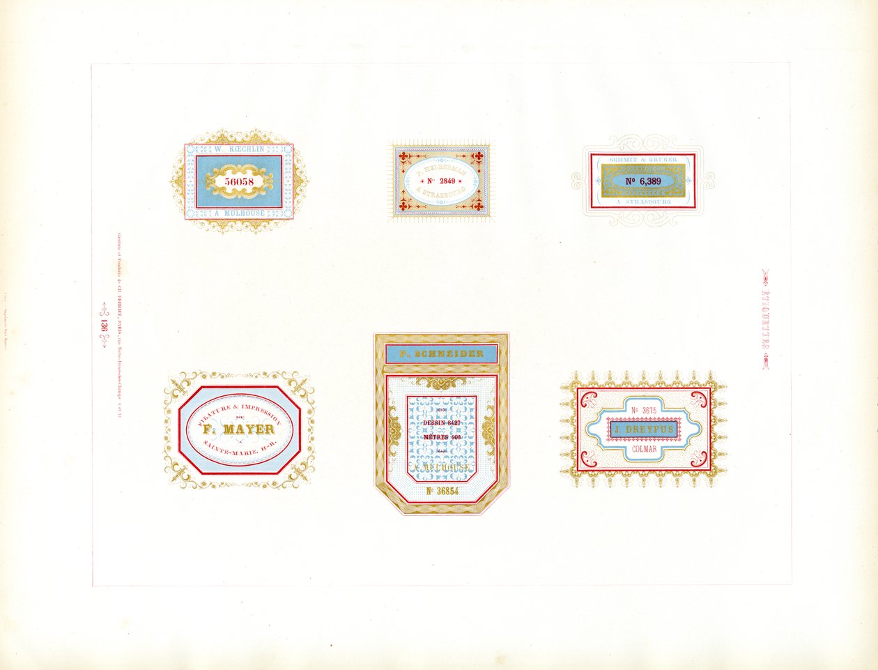 Samling af forretningsetiketter (print) af Charles Derriey