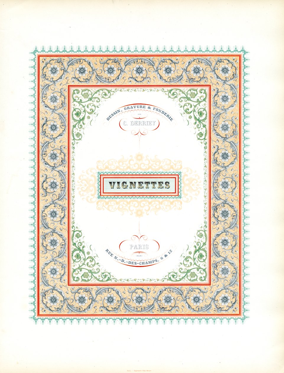 Storslået titelblad til vignetter (print) af Charles Derriey