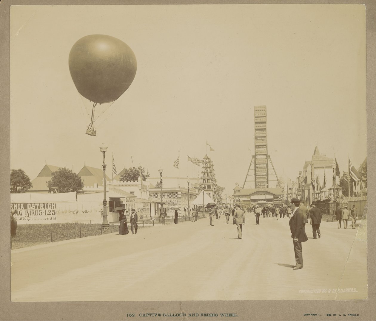 Ballon og pariserhjul i fangenskab, World Columbian Exposition, Chicago af Charles Dudley Arnold