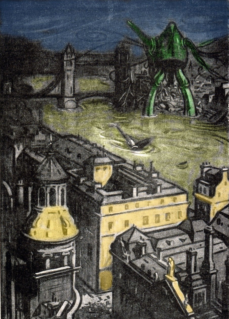 Illustration af Mr. Dudouyt til romanen af Herbert George Wells (1866-1946) "The War of the Worlds"". af Charles Dudouyt