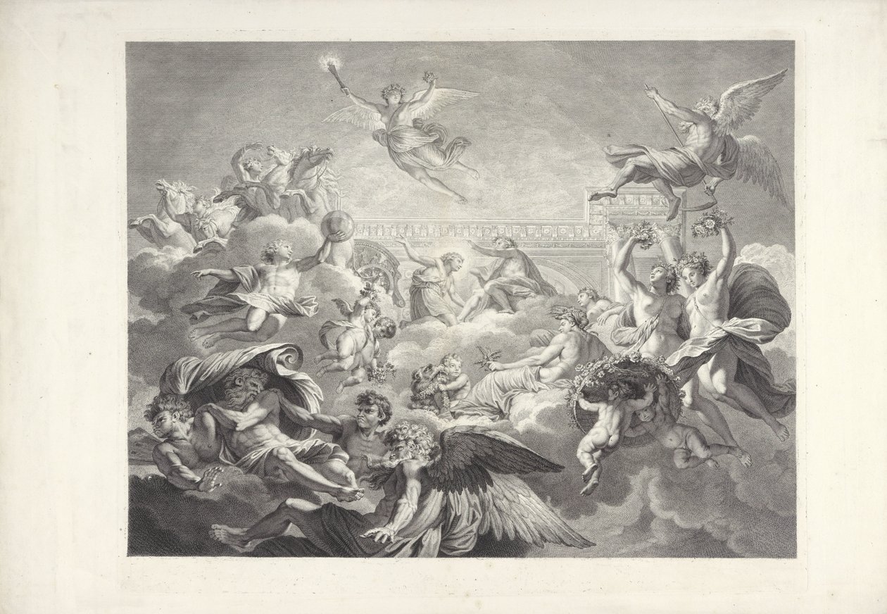 Phaeton som Apollo Malerierne af Charles le Brun og Eustache Le Sueur, som er i (...) præsident Lamberts hus (serietitel) af Charles Dupuis