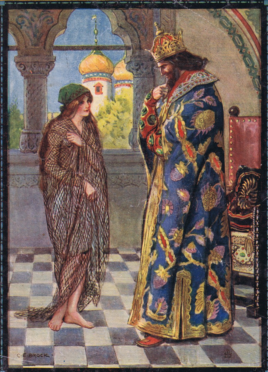 Forsideillustration fra børnehistorier fra rumænske legender af Moses Gaster (1856-1939) 1921 af Charles Edmund Brock