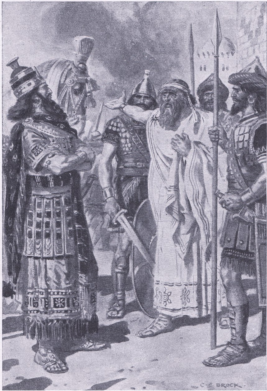 Croesus står i dødens skygge, fra My Magazine, pub.1922 (litho) af Charles Edmund Brock