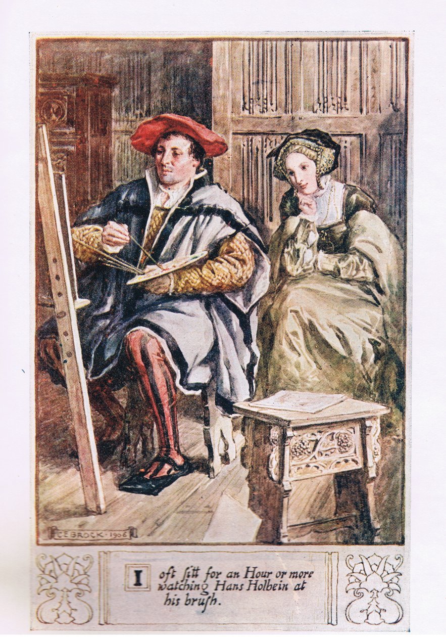 Jeg sidder ofte i en time eller mere og ser på Hans Holbein ved sin pensel af Charles Edmund Brock