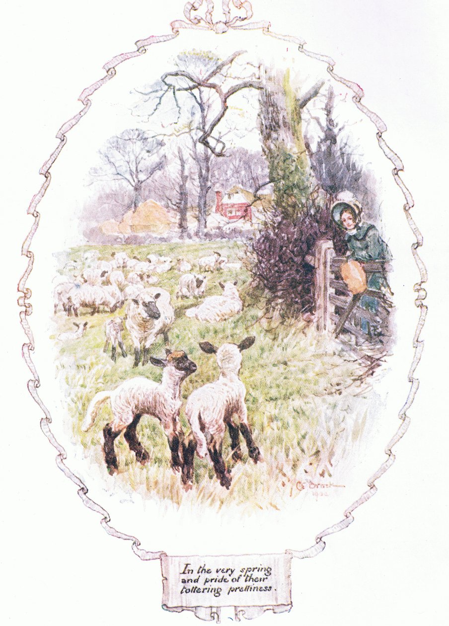 I selve foråret af deres vaklende skønhed (farve litho) af Charles Edmund Brock