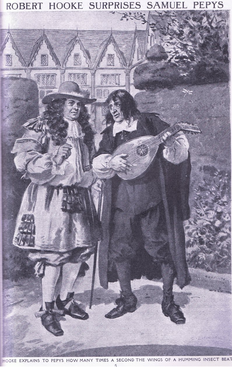 Robert Hooke overrasker Samuel Pepys af Charles Edmund Brock