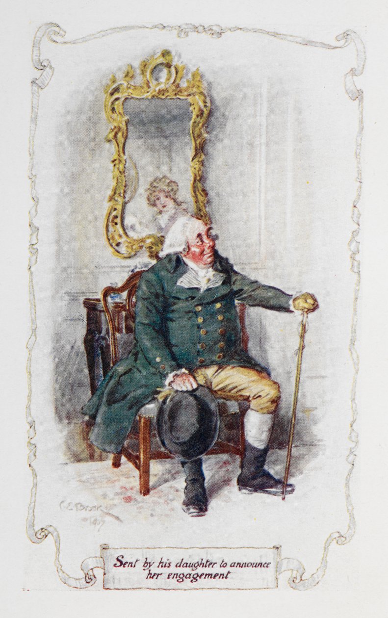 Sendt af hans datter for at annoncere hendes forlovelse, illustration fra 