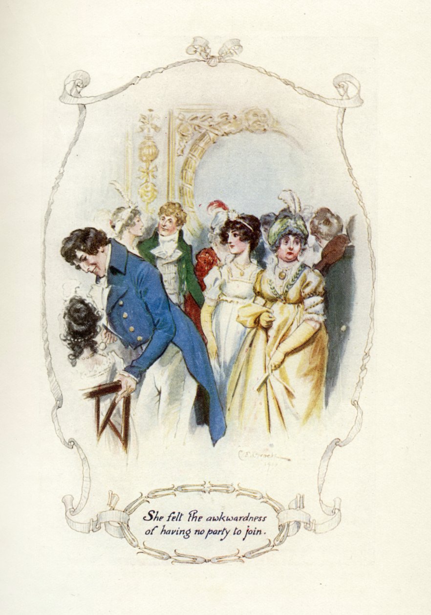 Hun følte det akavet ved ikke at have noget parti at deltage i, 1907 (illustration) af Charles Edmund Brock