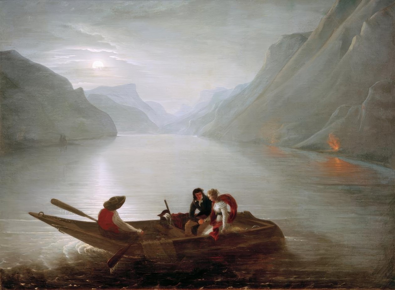 Julie og Saint-Preux ved Genevesøen af Charles Edouard Crespy Le Prince