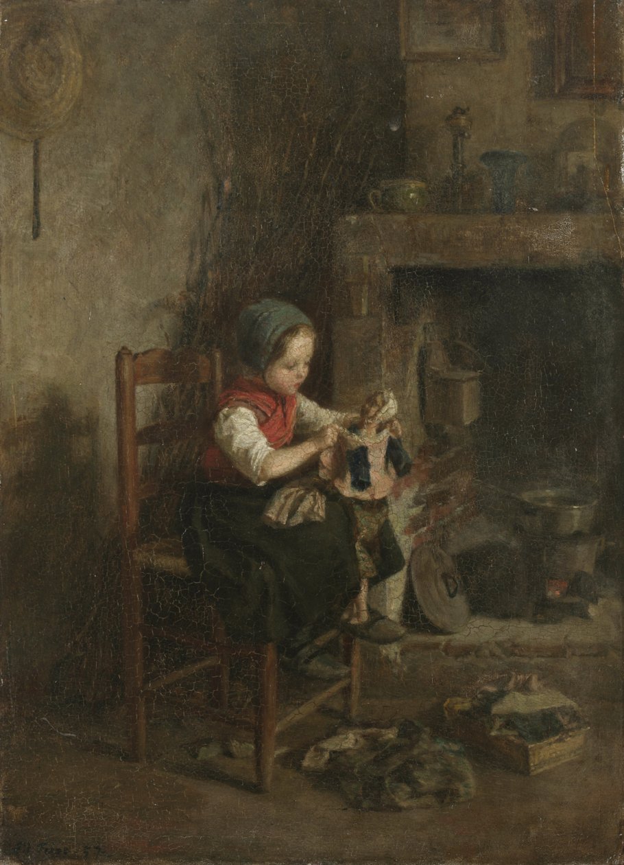 Påklædning af dukken, 1857 af Charles Edouard Frere