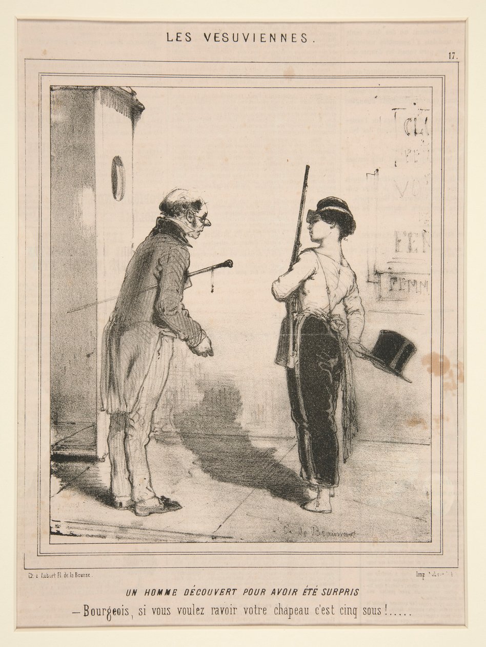 En mand opdagede at have været overrasket (A Man Discovered for Having Been Surprised), fra serien Les Vesuviennes udgivet i Le Charivari af Charles Edouard de Beaumont