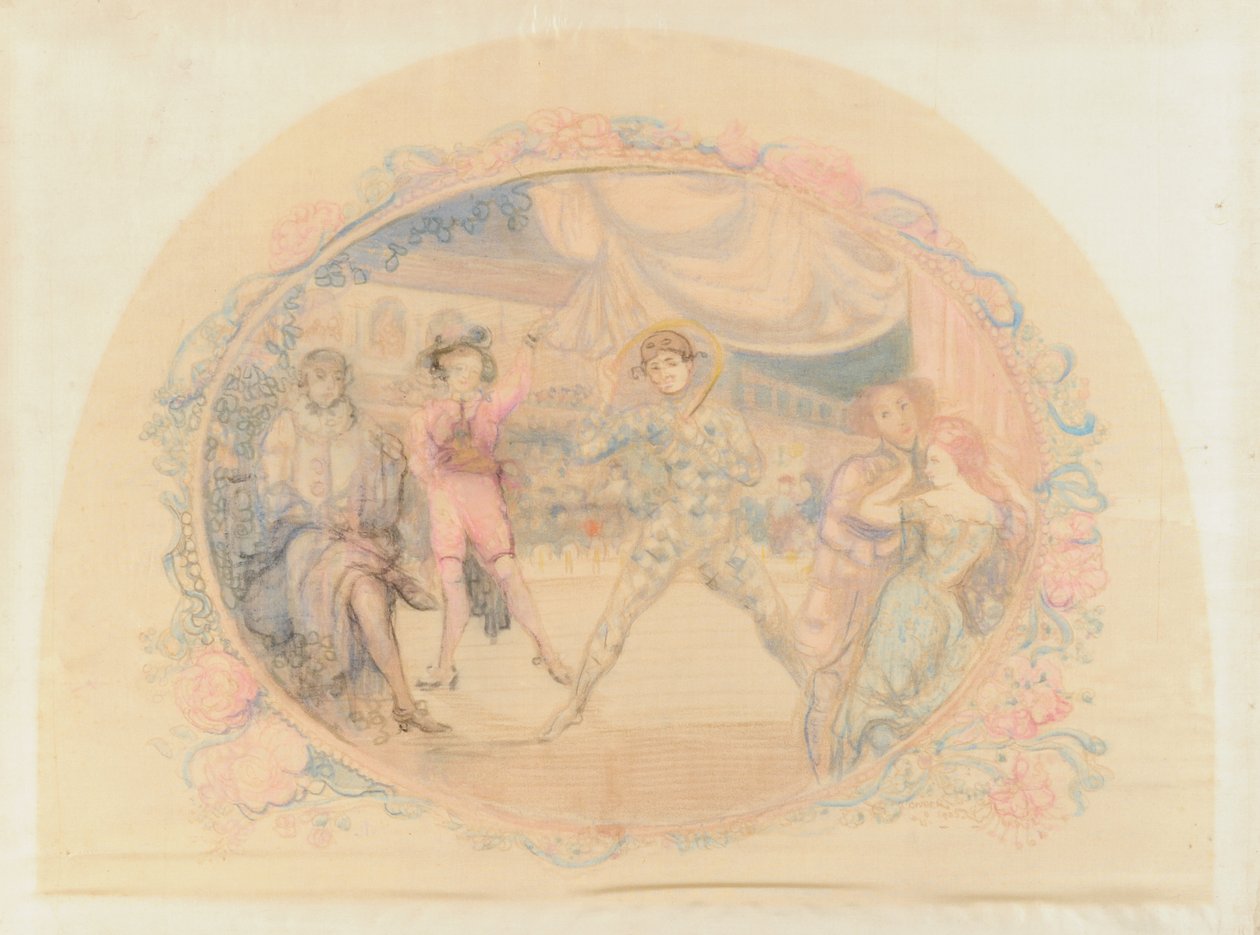 Harlequin SAmuse, 1905 (wc på papir) af Charles Edward Conder