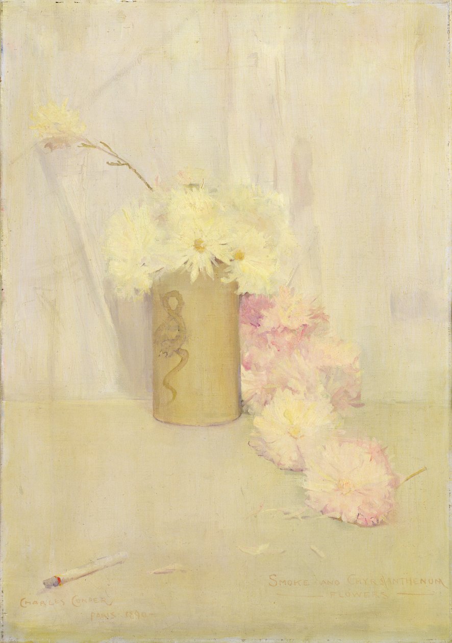 Røg og krysantemum blomster af Charles Edward Conder