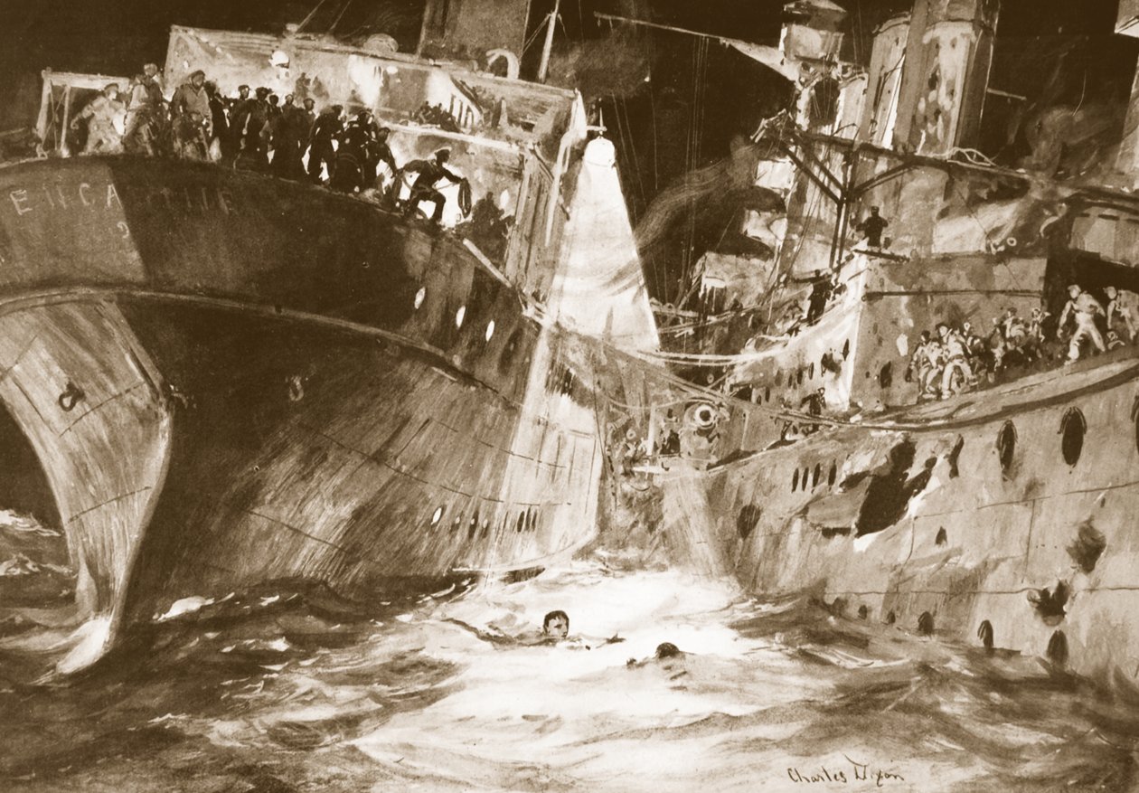 Flyvløjtnant Rutland redder en såret sømand, der var faldet i havet af Charles Edward Dixon