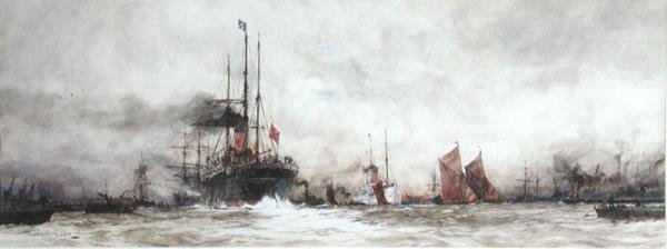 Themsen ved Blackwall Reach af Charles Edward Dixon