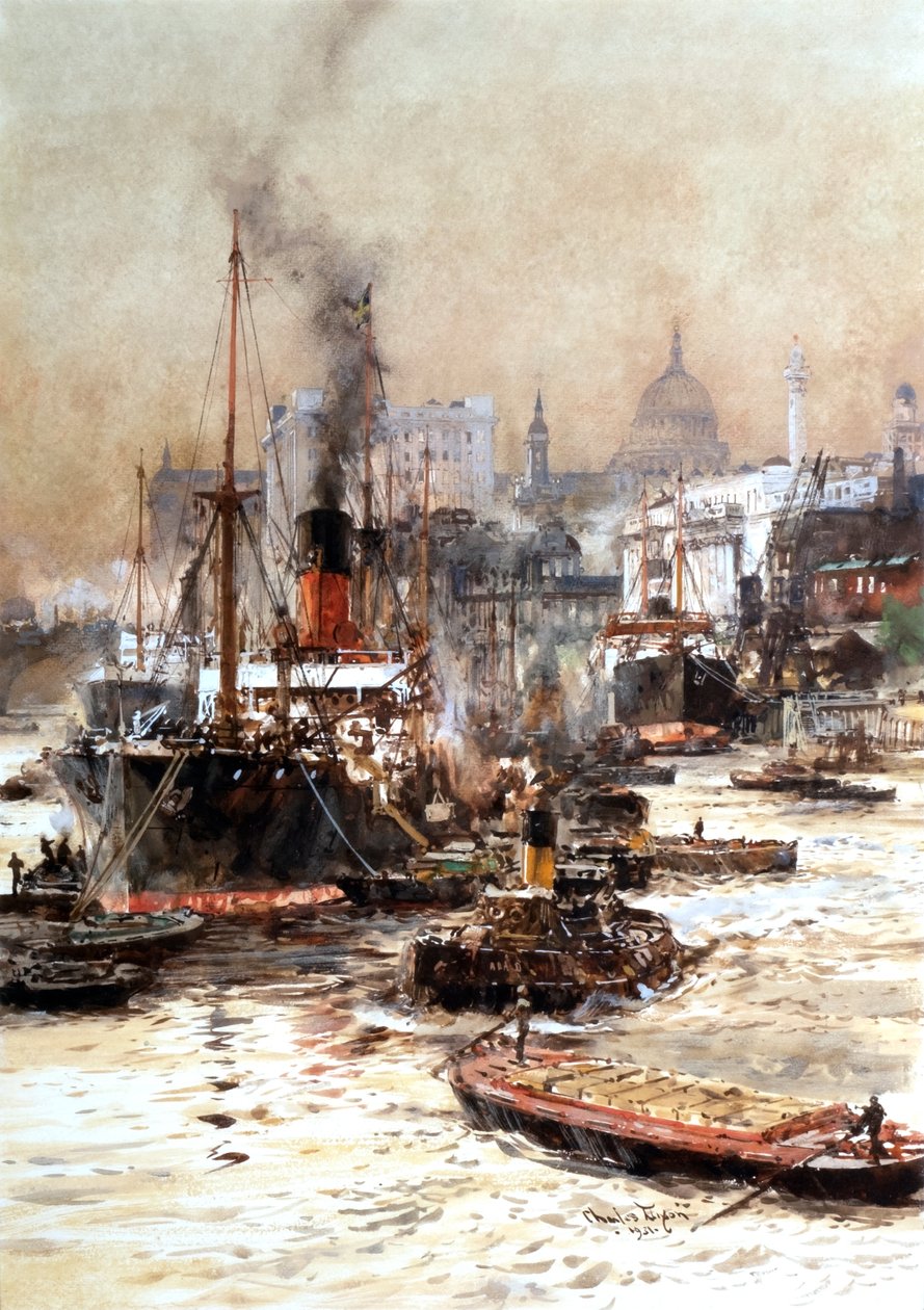Themsen nedenfor St Pauls af Charles Edward Dixon