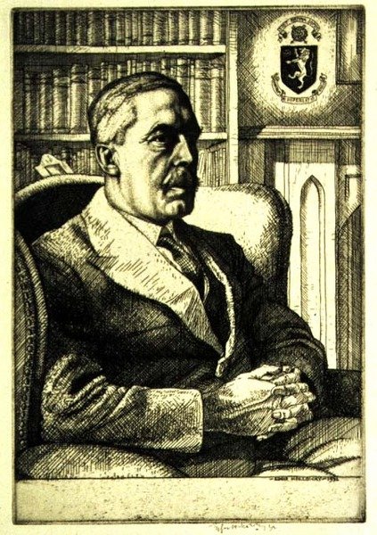 Portræt af Sir Cyril Norwood (1875-1956) 1932 (radering) af Charles Edward Holloway