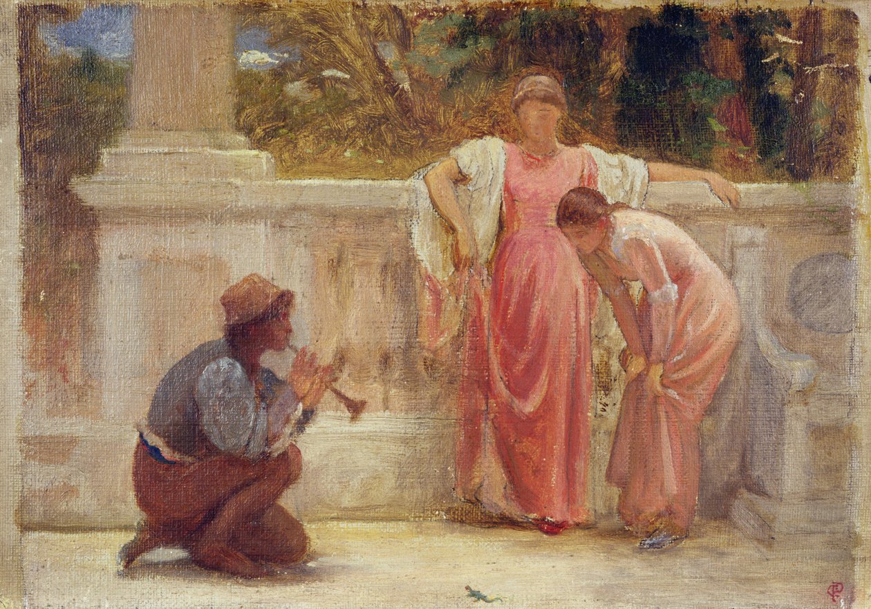 The Green Lizard, 1902 (blyant og olie om bord) af Charles Edward Perugini