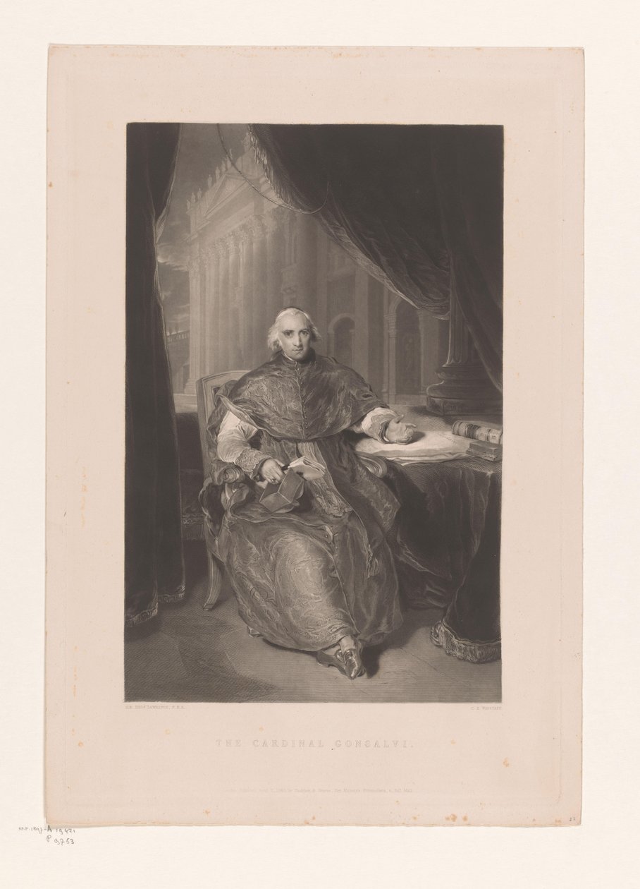 Portret af Ercole Consalvi Kardinal Gonsalvi (titel på objekt) af Charles Edward Wagstaff
