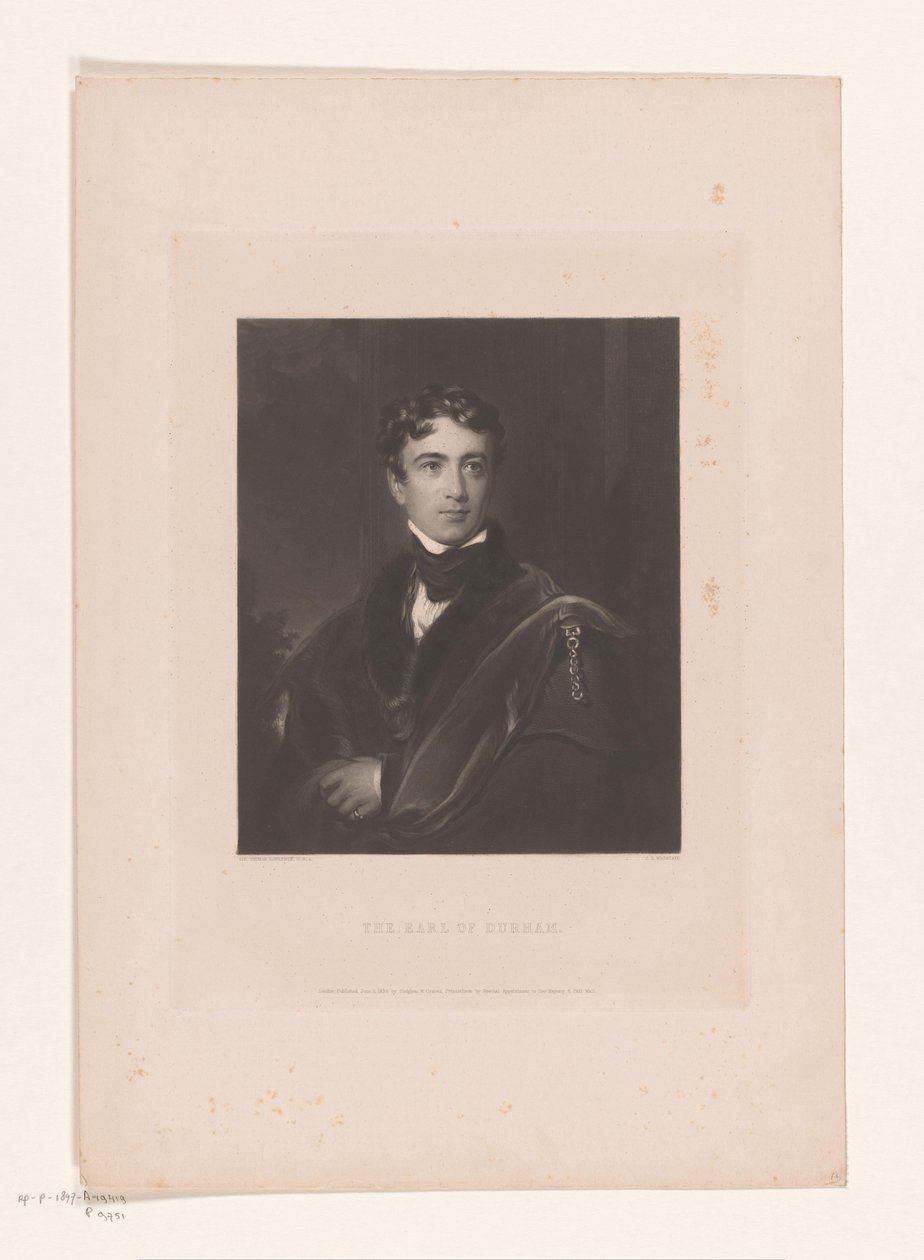 Portret af John George Lambton Jarlen af Durham (titel på objekt) af Charles Edward Wagstaff