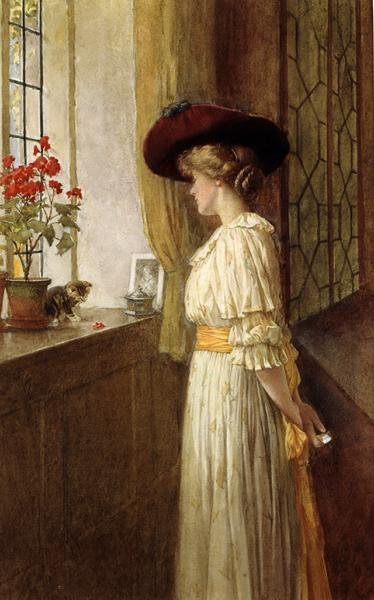 Fru C A Smith, Killing og Geranium (akvarel på papir) af Charles Edward Wilson