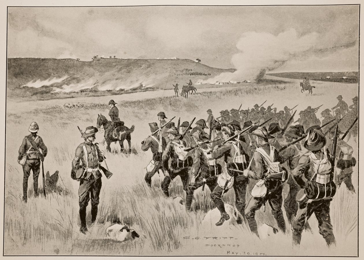 City of London Imperial Volunteers, der støttede general Hamiltons venstre flanke i kampen ved Doornkop den 29. maj 1900 af Charles Edwin Fripp
