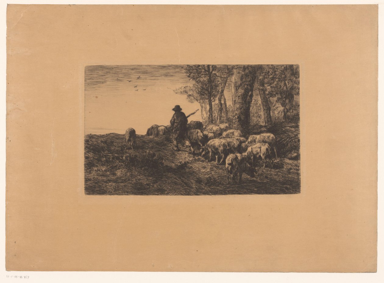 Hyrde med gruppevin af Charles Emile Jacque (attributed to)