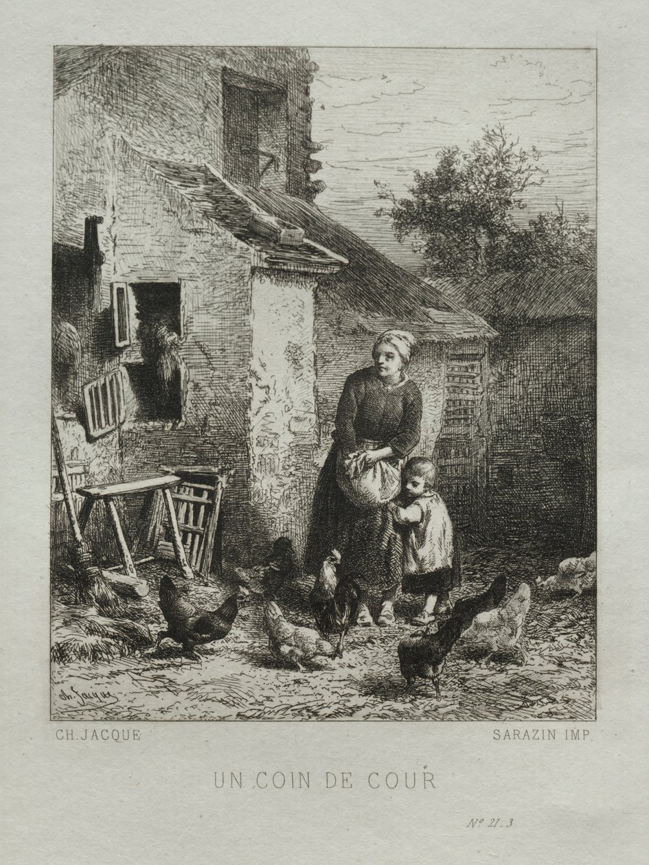 Et Hjørne af Værftet. af Charles Emile Jacque