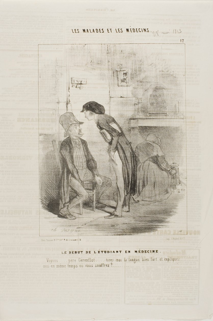 En medicinstuderende starter ud (plade 12) af Charles Emile Jacque