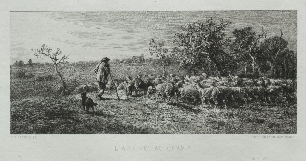 Ankommer til marken. af Charles Emile Jacque