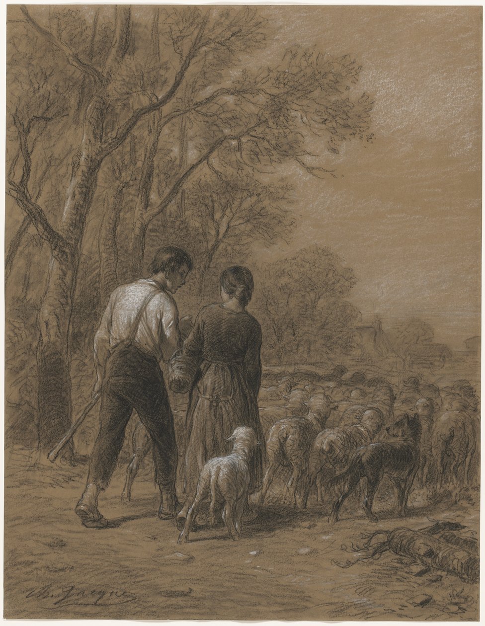 Indbringelse af fårene af Charles Emile Jacque