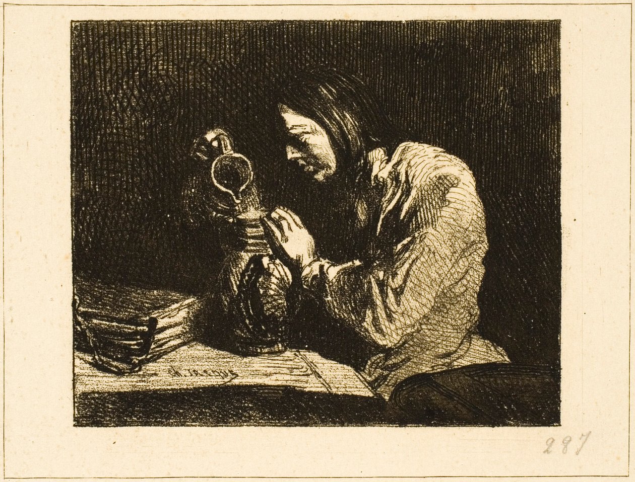 Buste af en mand af Charles Emile Jacque