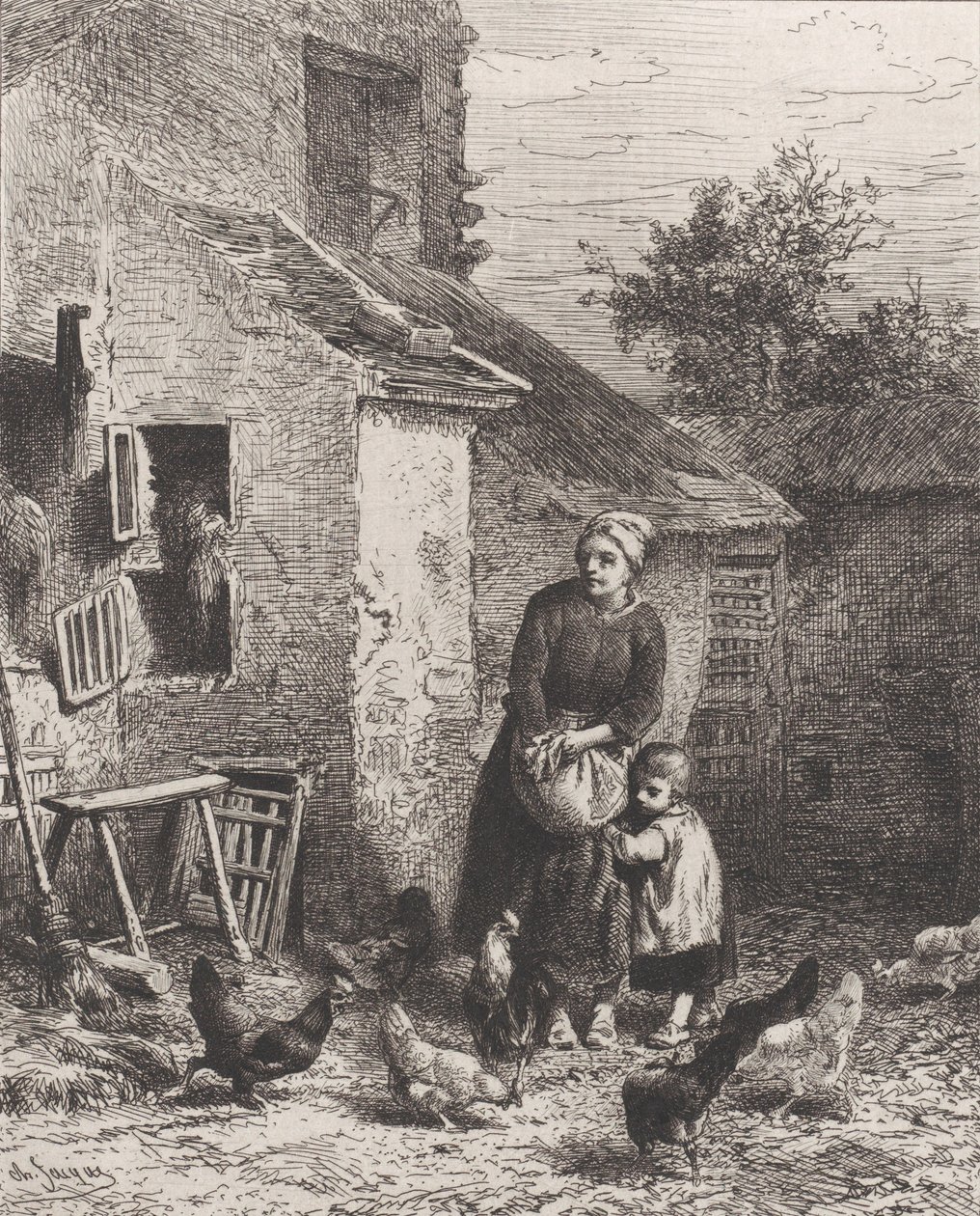 Hjørne af gården, 1864. af Charles Emile Jacque