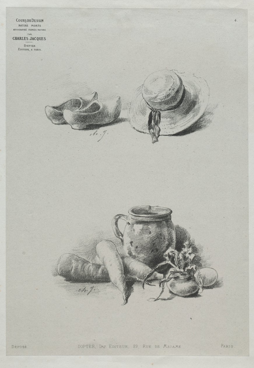 Kursus i tegning: nr. 4 - Stilleben. af Charles Emile Jacque