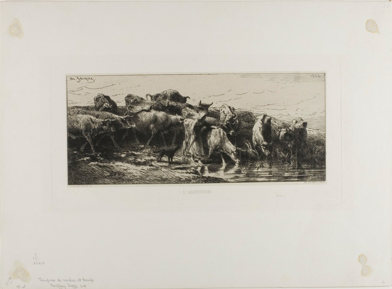 Køer, der drikker af Charles Emile Jacque