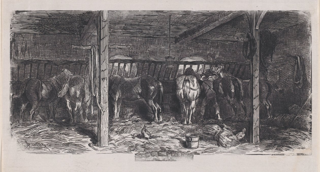 December fra Album of Rustic Subjects, 1859. af Charles Emile Jacque