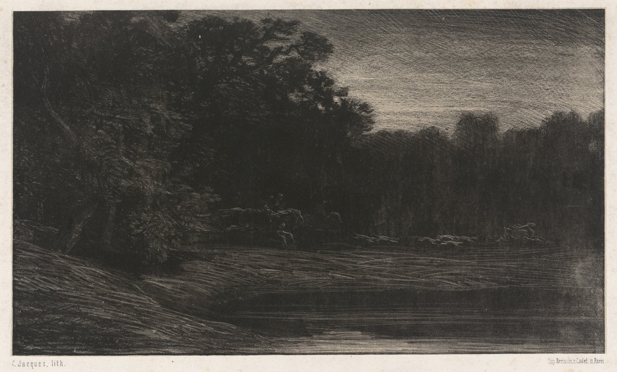 Hjortejagt af Charles Emile Jacque
