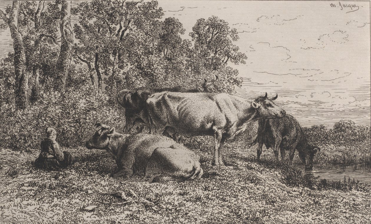 Hollandske køer, 1864. af Charles Emile Jacque