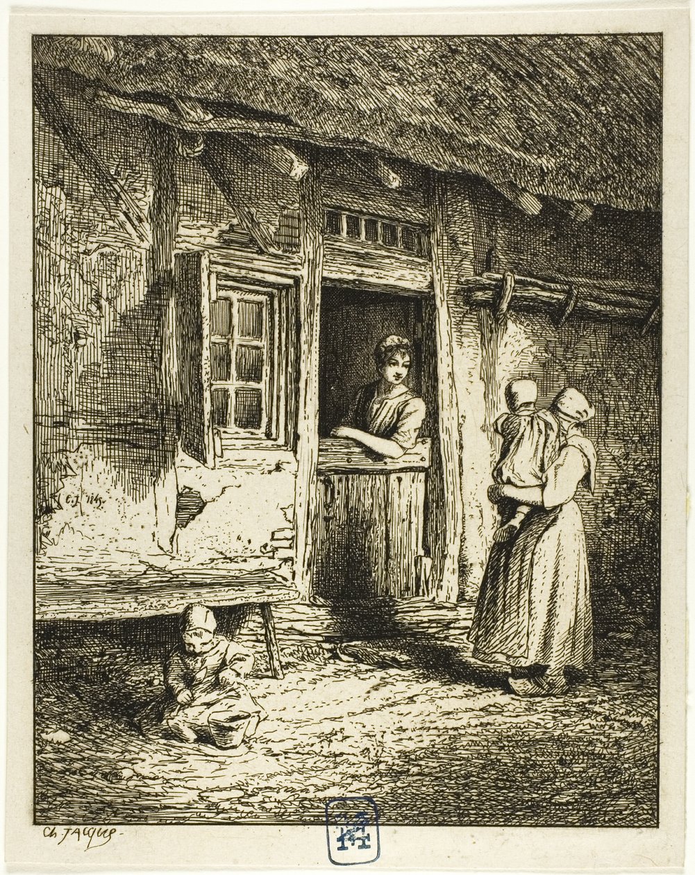 Indgang til en bondes hus af Charles Emile Jacque
