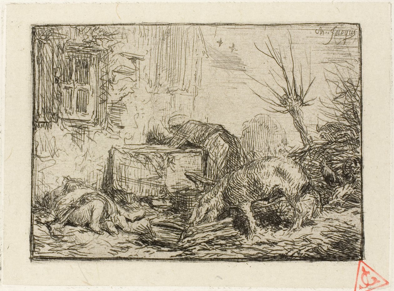 Gårdsgård af Charles Emile Jacque