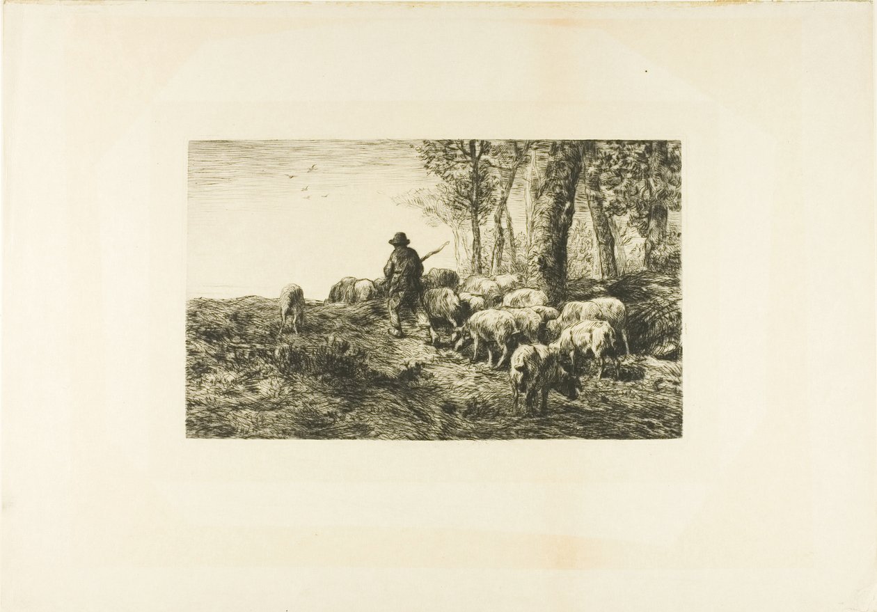 Svineflok med Svinebesætning af Charles Emile Jacque