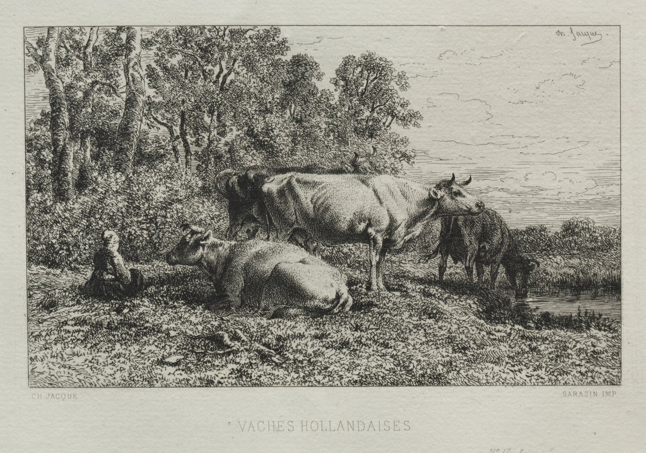 Holland køer af Charles Emile Jacque