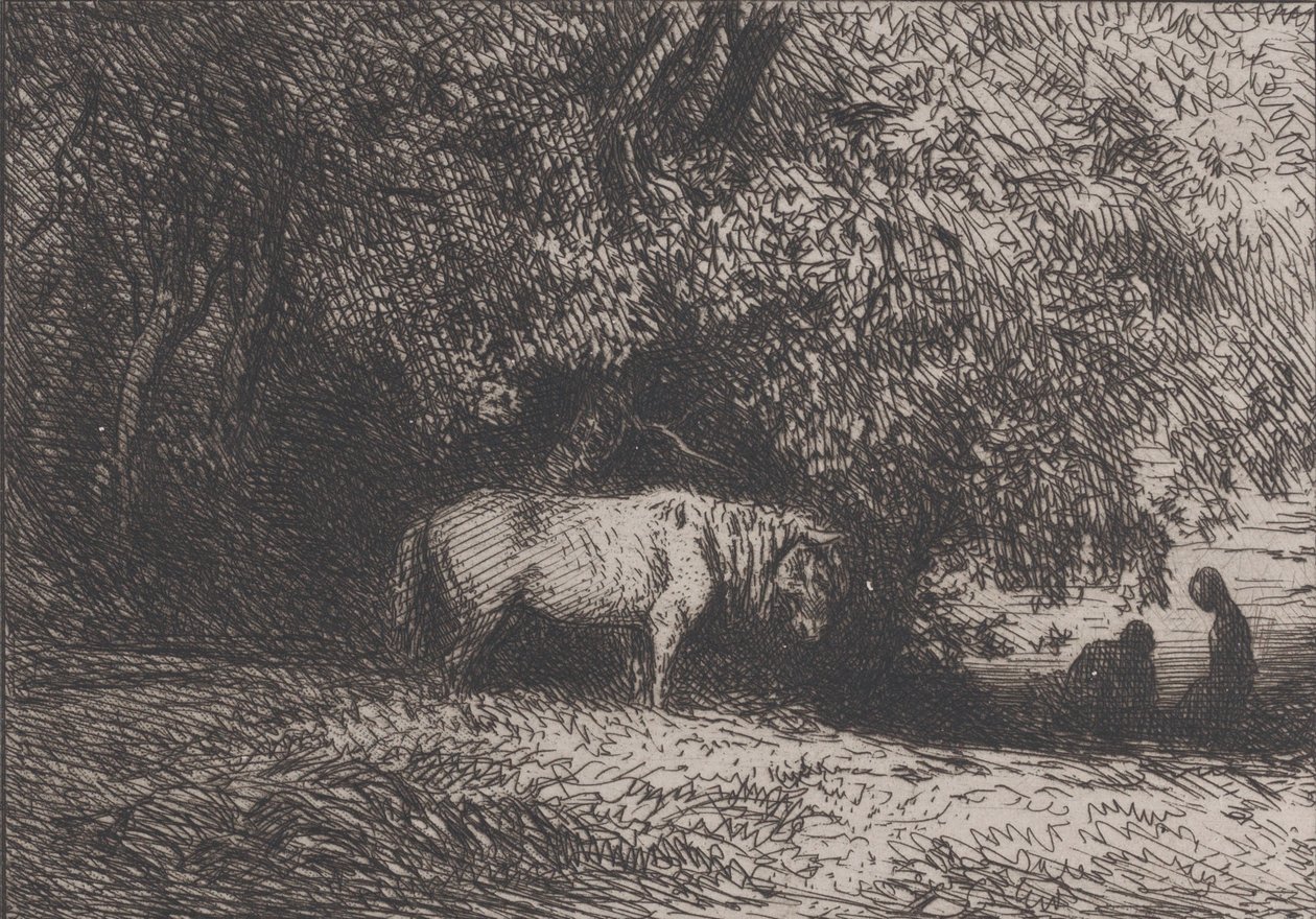 Hest under en gren, 1846. af Charles Emile Jacque