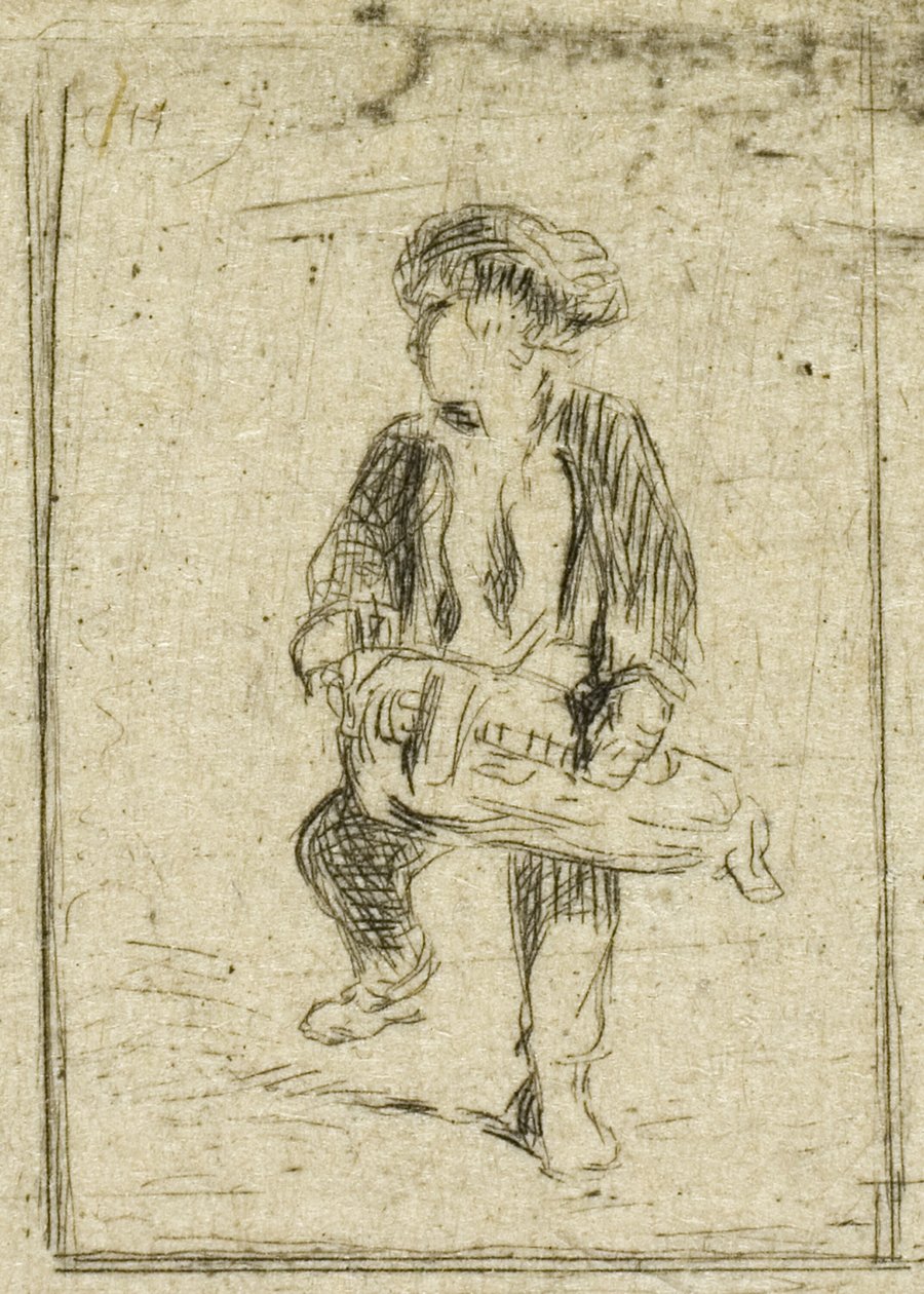 Hurdy-Gurdy spiller af Charles Emile Jacque