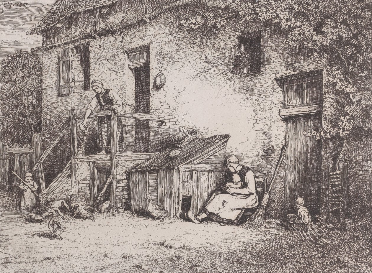 Foran huset, 1845. af Charles Emile Jacque