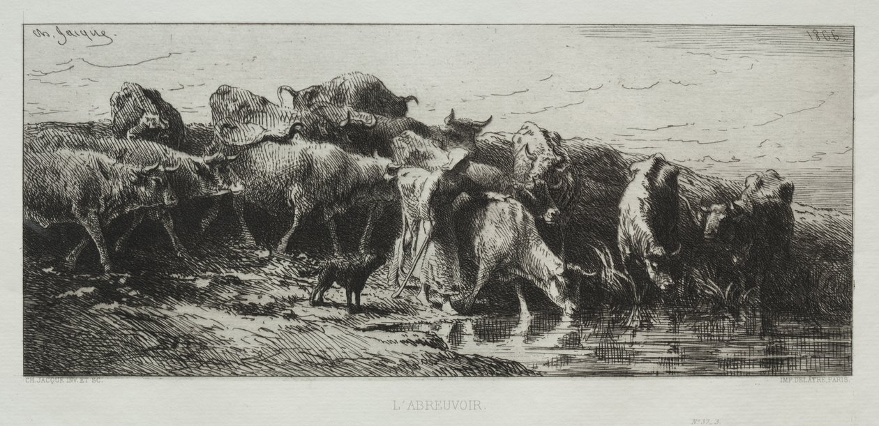 Vandingsstedet af Charles Emile Jacque