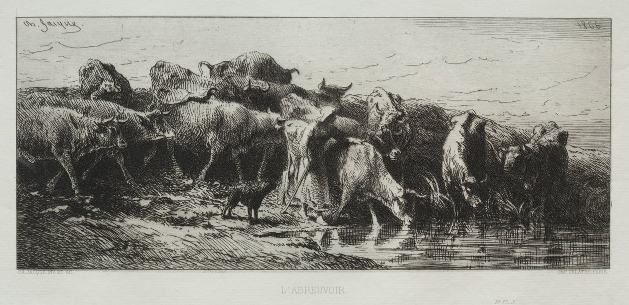 LAbreuvoir, 1866. af Charles Emile Jacque