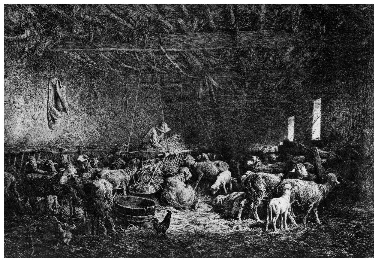 La Bergerie, Hyrden, 1825-1890 1924. af Charles Emile Jacque