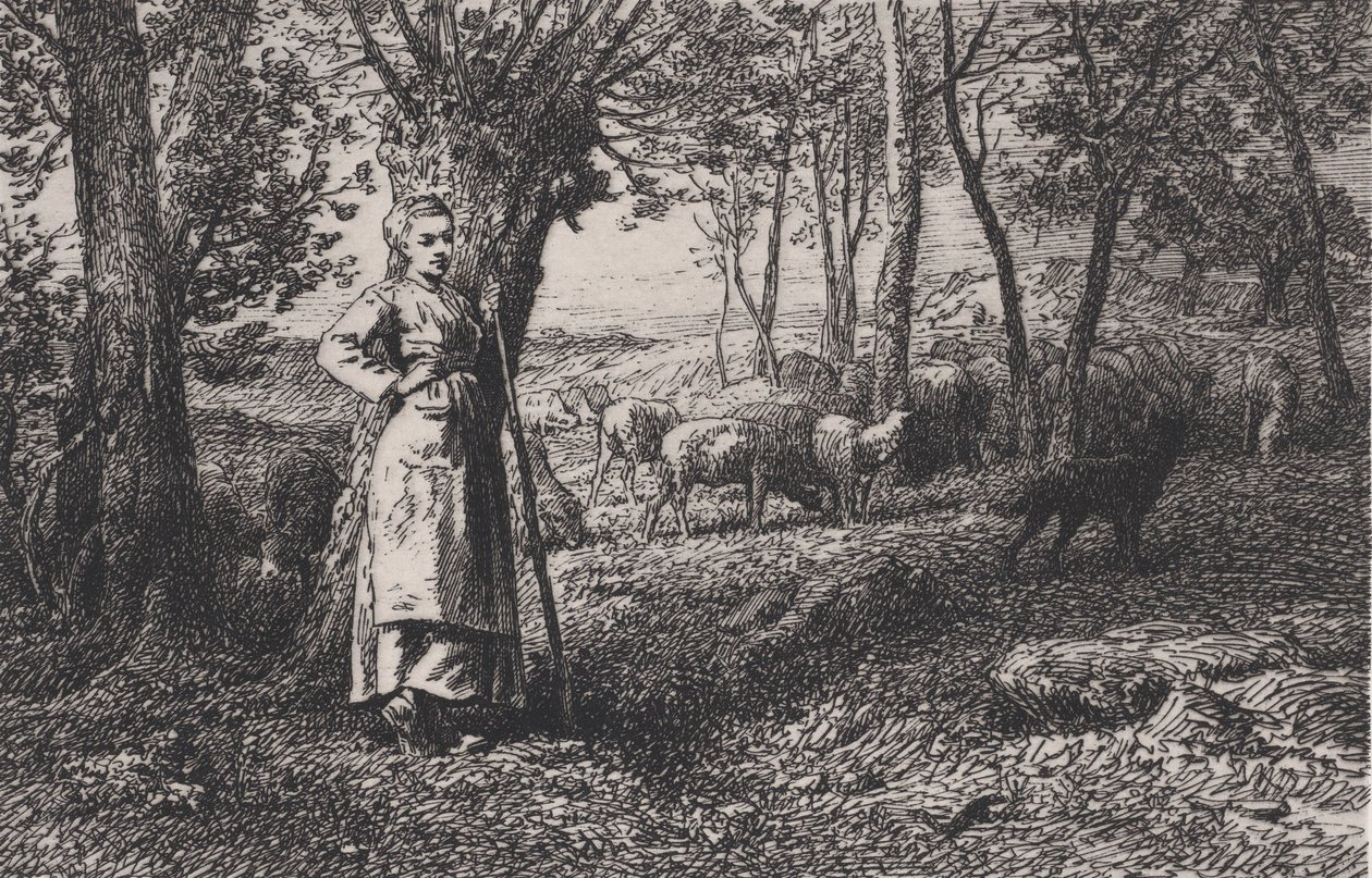 Hyrdinden, 1868. af Charles Emile Jacque