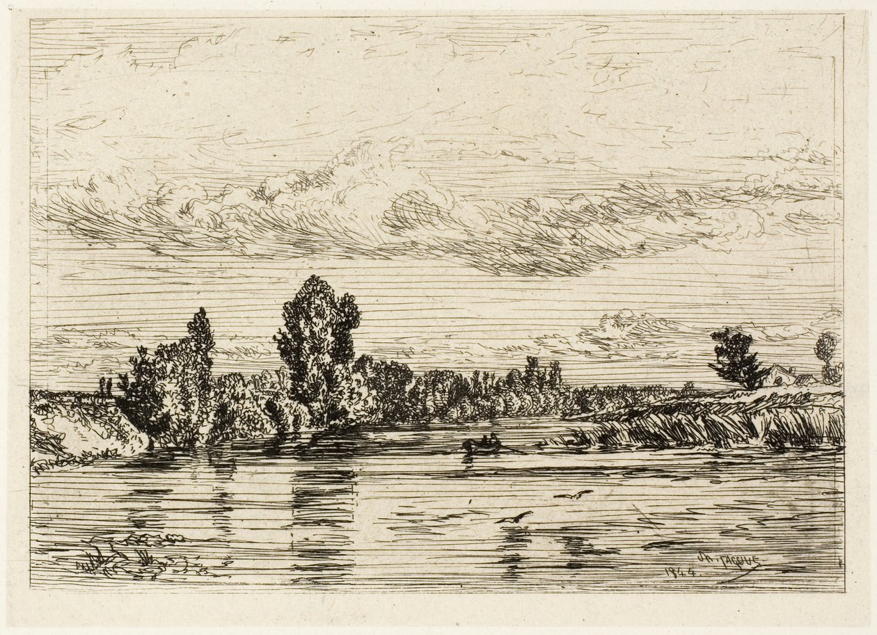 Landskab nær Asnières af Charles Emile Jacque